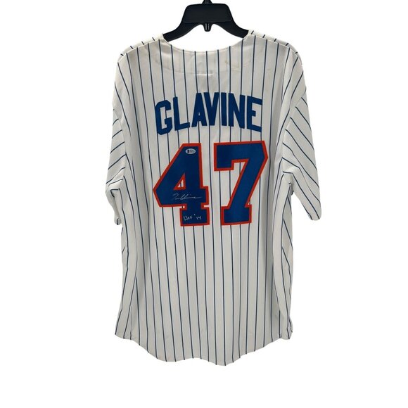 Majestic Other - Tom Glavine Signed Mets Jersey Beckett COA HOF 14 Inscription Pinstripe Size XL